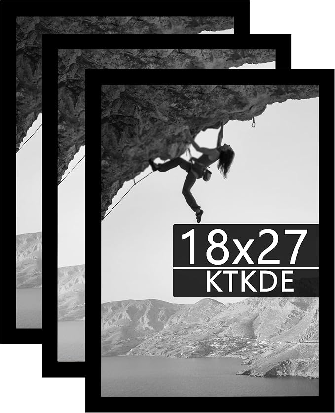KTKDE 18x27 Picture Frame Black set of 3, Poster Frame Wooden, Puzzles Posters Photos or Artwork Photo Frame Vertical & Horizontal Wall Hanging