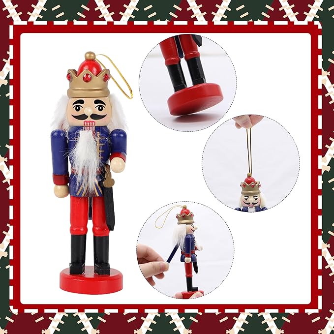 Joliyoou Wooden Christmas Nutcracker, 12 Pcs Mini Soldier Figurines 5.1 inch Nutcracker Ornaments for Xmas Gifts