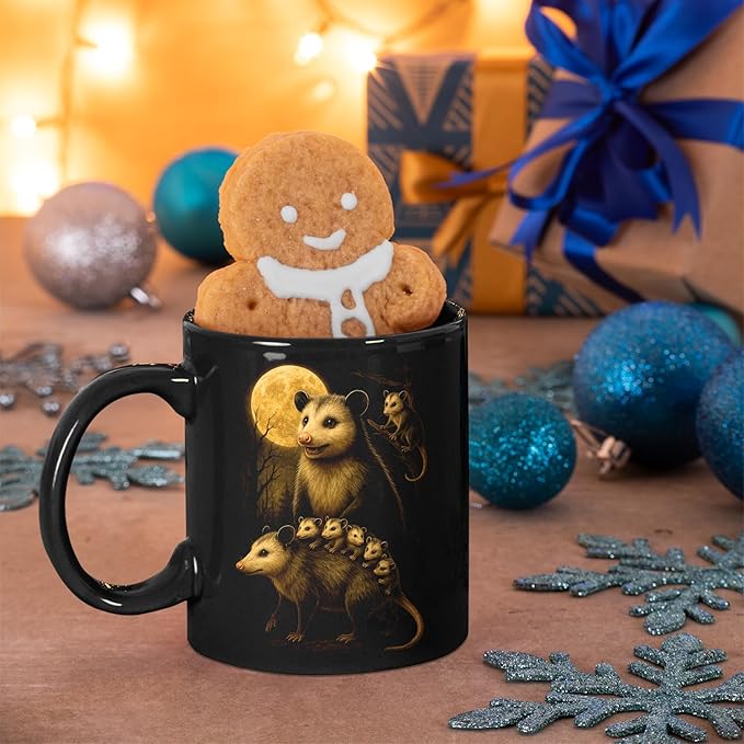 Personalized Vintage 90s Opossum, Retro Wildlife, Baby Possum Nature Animal Moon, Cute Possum Y2k Forest Aesthetic Coffee Mug, Gift For Men, Women Ceramic Mug 11oz - 15oz