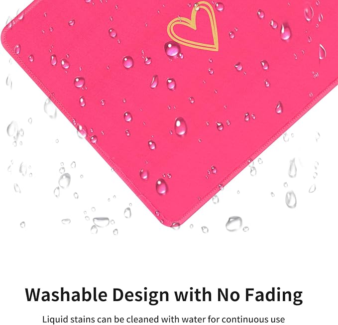 Seorsok Square Aesthetic Cute Heart Mouse Pad,Office Home Personalized Mouse Mat Design,Waterproof Funny Mousepad,Non-Slip Rubber Base Computer Mouse Pads for Wireless Mouse,Hot Pink