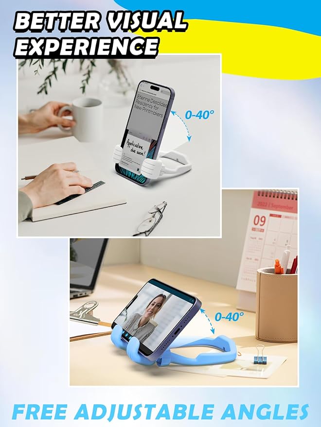 Stocking Stuffers for Teen Boys Girls Kids Cell Phone Stand - 2 Pack Thumbs Up Lazy Phone Holder for Desk Birthday Gifts for Adults Women Men (Macaron Blue/Green/Pink/White, 4)