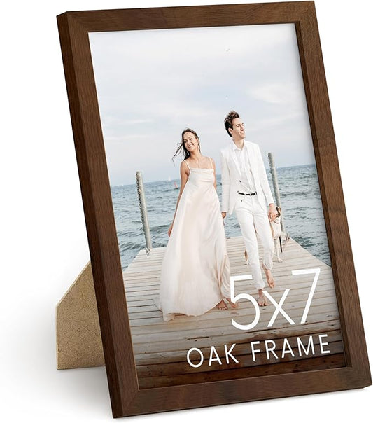 HAUS AND HUES 5x7 Walnut Oak Frame - Wooden Poster Holder, Rustic Natural Design