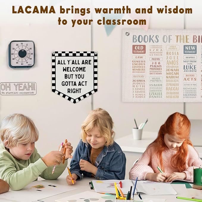 Lacama Car room decor, Vintage Checkered Wall Hanging Banner for Boys Girls Kids Room Playroom Bedroom Classroom College Dorm Decor, All Y'all Are Welcome But You Gotta Act Right Banner，wlcome banner