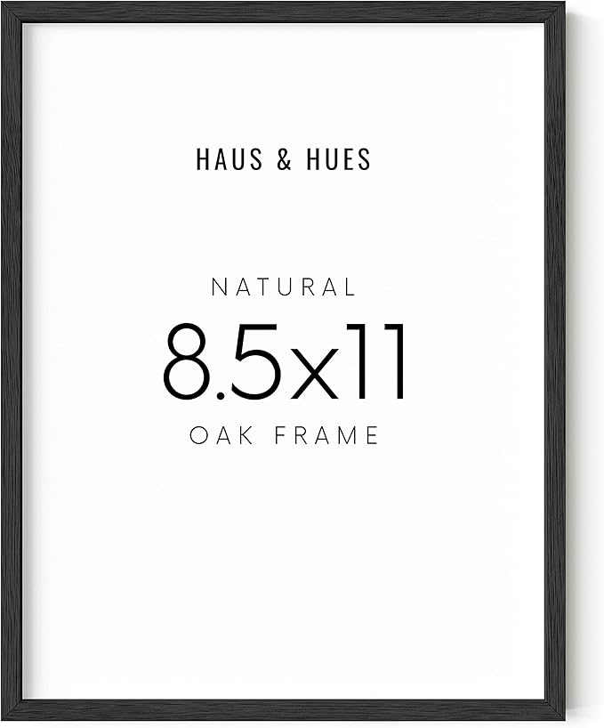 HAUS AND HUES 8.5x11 Black Oak Frame - Document and Certificate Display (Wood Finish)
