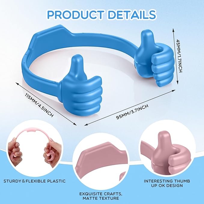 Yaomiao 8 Pcs Thumbs up Cell Phone Stands Universal Cell Phone Holder Flexible Mobile Phones Stand Adjustable Smartphone Stand Holder for Desk Offices Bedrooms Airplanes Travel (Macarons Color)