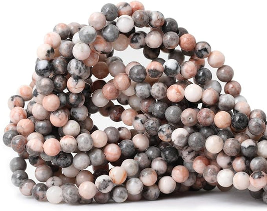 60PCS 6mm Natural Pink Zebra Jasper Round Loose Beads for Jewelry Making DIY Handmade 1 Strand 15"