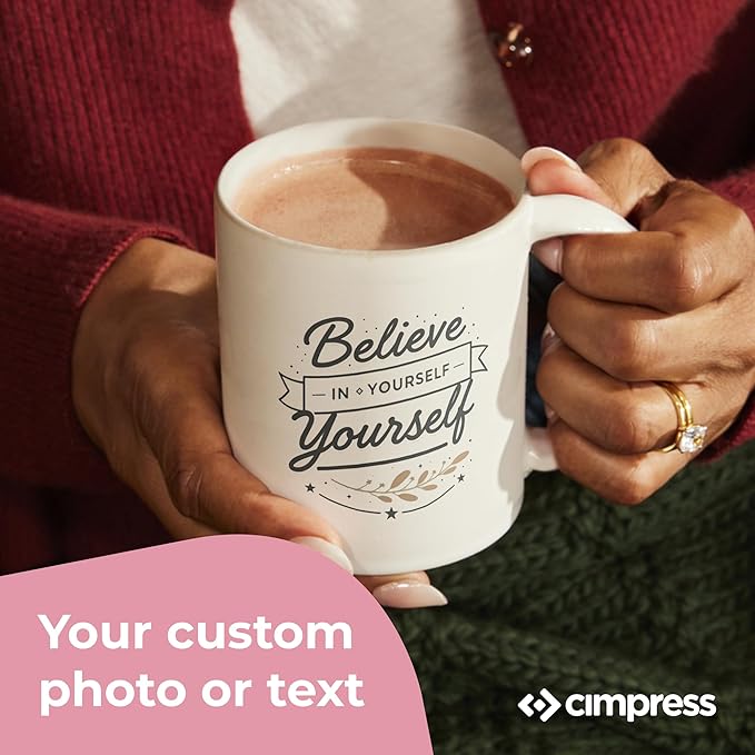 Personalized Mug, Custom Ceramic Mug with Photo and Text, 11oz, Pack of 20, Glossy Coffee Cup, Perfect for Christmas, Secret Santa or as Holiday Gift for Family or Friends, White/Pink