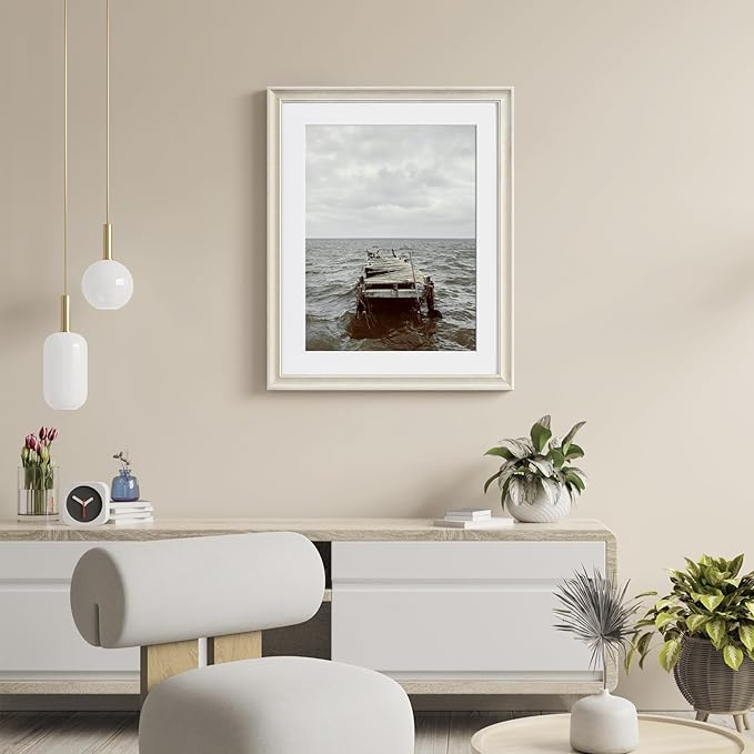 Yaetm 20x24 Picture Frame Matted to 16x20 Set of 2, 1.4" Wide Molding & Rustic White Frames for Wall Gallery, Horizontal and Vertical Wall Mount (2 pack, White)