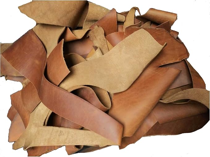 ELW Oil Tanned Leather Scraps | 4-6 oz (1.6-2.4 mm) Medium Weight | Size: 50 LB | Genuine Cowhide Full Grain Leather Remnants for Crafting, Ideal for DIY Leatherworking Projects | Color: Mixed Brown