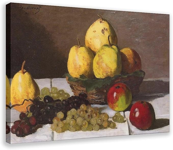 CFIOZYOS 40+ Monet Famous Print Posters Still Life with Pears And Grapes by Claude Monet Impressionism Canvas Wall Art Print Poster For Home School Office Decor Frame 24×36inch(60×90cm)