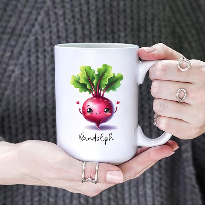 Personalized Beet Lover Coffee Cup Gifts, Veggie Teacup, Custom Vegetable Ceramic Mug With Name, Cute Beet Mug Gifts For Kids, Gardener Travel Mug, Customized Beet White Porcelain Cup 11oz 15oz