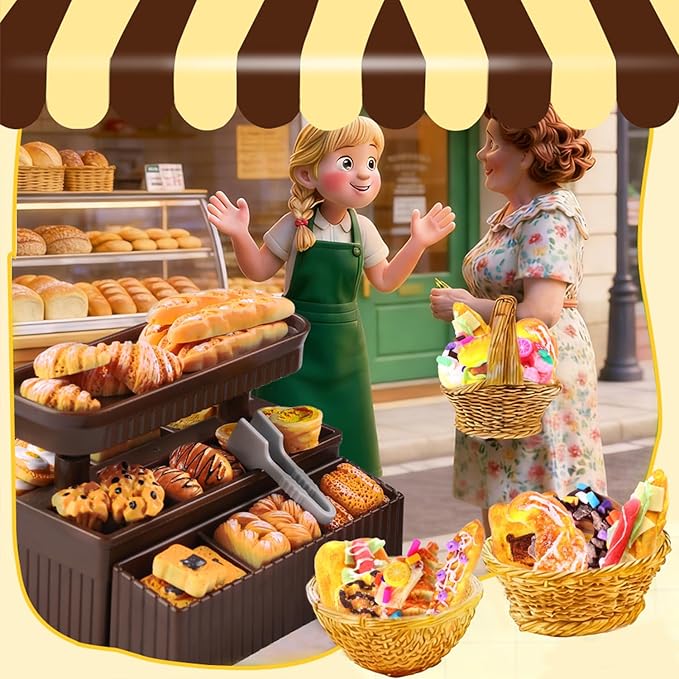 Cute Clay Craft for Girls Teens Adults ，Air Dry Clay Kit DIY Mini Food Bread Set for Dollhouse Play Food Toys Pretend Kitchen Stores Accessories Birthday Valentine Gifts Party Favors