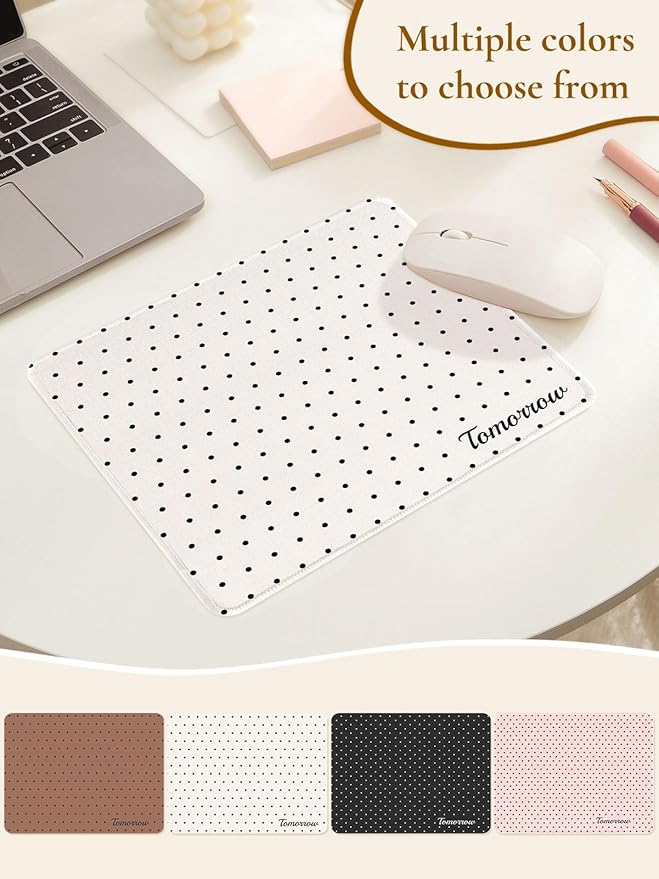 Cute Fashion Polka Dot Mouse Pad, Waterproof Aesthetics Dots Mouse Mat Design,Non-Slip Rubber Base Computer Simple Funny Mousepad,Wave Point Small Mouse Pad Desk Accessories,Beige