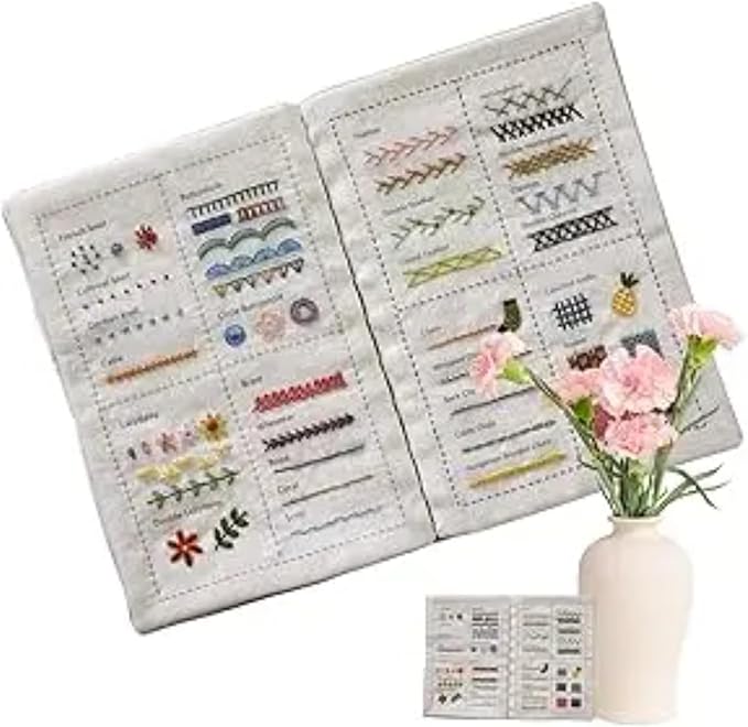 2026 New Embroidery Stitch Book Kit - 86 PCS Beginner Embroidery Kit with 106 Patterns, Portable Reusable Embroidery Workbook & Tools, Step-by-Step Tutorials for DIY Craft Lovers