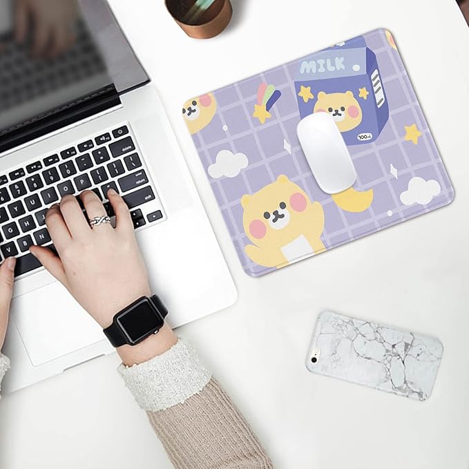 Seorsok Cute Bear Mouse Pad,Mouse Mat Square Waterproof Mouse Pad Non-Slip Rubber Base Mouse Pads for Office Laptop,9.5"x7.8"x0.12" Inch