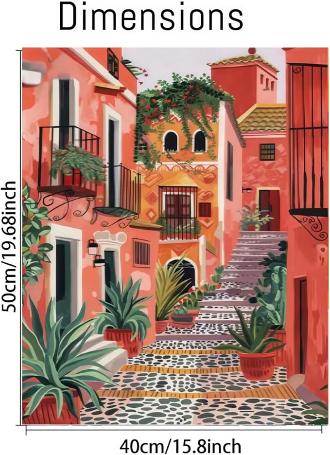 CSZPPQAF Paint by Numbers for Adults Beginner, Green Plant House Paint by Number Kits on Canvas, DIY Acrylic Watercolor Oil Painting by Numbers for Home Wall Decor 16X20inch