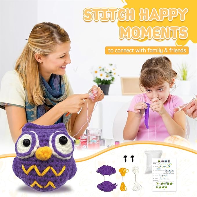 kacistech 6 Pack Christmas Crochet Kit for Beginners Adults & Kids, DIY Starter Kit Includes Yarn, Hook, Gift for Craft Lovers