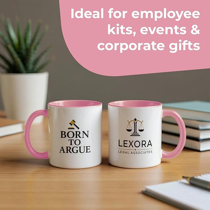 Personalized Mug, Custom Ceramic Mug with Photo and Text, 11oz, Pack of 100, Glossy Coffee Cup, Perfect for Christmas, Secret Santa or as Holiday Gift for Family or Friends, White/Pink