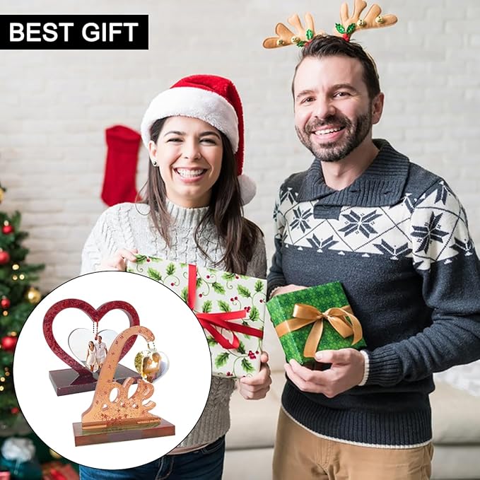 2 Set Large 3D Photo Frame Resin Molds, Love Heart Epoxy Resin Molds DIY Personalised Picture Frame Silicone Molds for Art Craft Home Decor Wedding Gifts, White