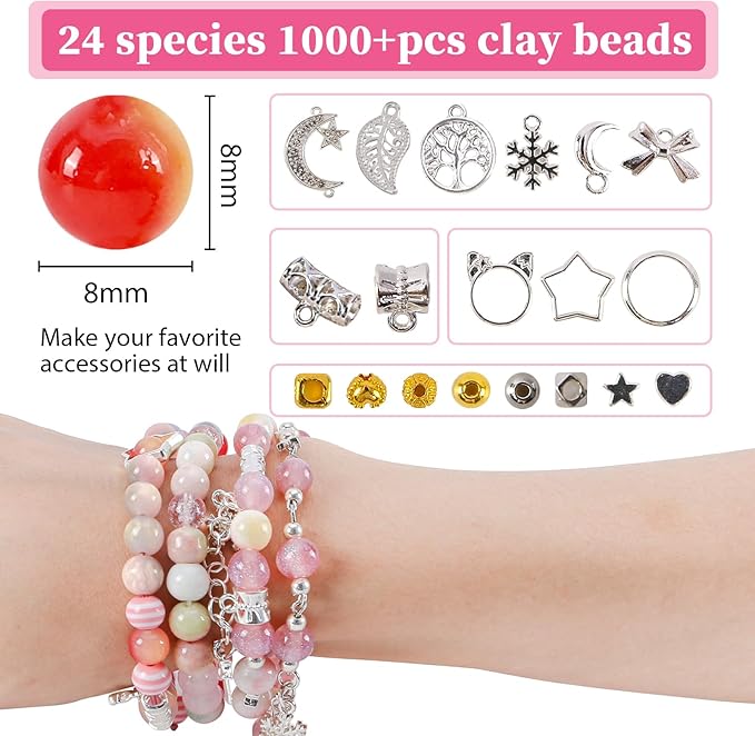 Glass Beads for Jewelry Making, 18 Colors Glass Beads for Bracelets Making kit Including 2-8mm Bead spacers/Lava Beads/Stone Rock DIY Jewelry Making Supplies for Adults, Bracelets Earring Making kit
