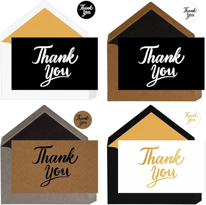 600 PCS Thank You Cards with Envelopes & Matching Stickers, Thank You Notes Bulk 4x6 Inch Minimalistic Design for Business, Baby Shower, Wedding, Small Business, Graduation, Bridal Shower, Funeral,Mixed