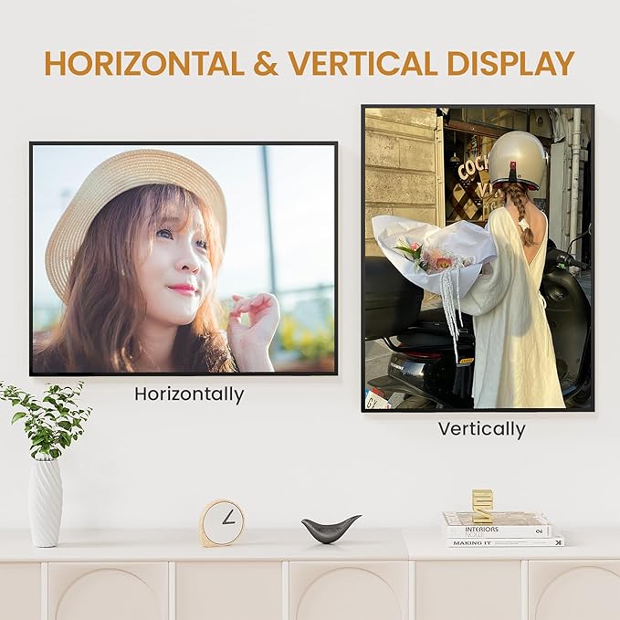 19x25 Aluminum Metal Picture Frame,Tempered Glass Black Large 19 x 25 Poster Frame for Puzzles Photos or Artwork for Wall Gallery Mount Horizontal or Vertical Decor Home,Office,Hotel