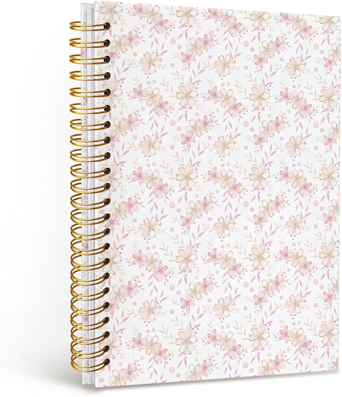 MOFUYU Pink Cute Notebook for Women,Pretty Notebook Gifts for Women,Coquette Pink Bow Floral Journal A5,Spiral Notepad for Daily Writing,Pretty Gift for Teen Girls or Students