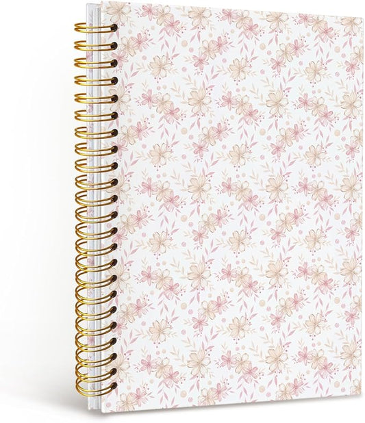 MOFUYU Pink Cute Notebook for Women,Pretty Notebook Gifts for Women,Coquette Pink Bow Floral Journal A5,Spiral Notepad for Daily Writing,Pretty Gift for Teen Girls or Students