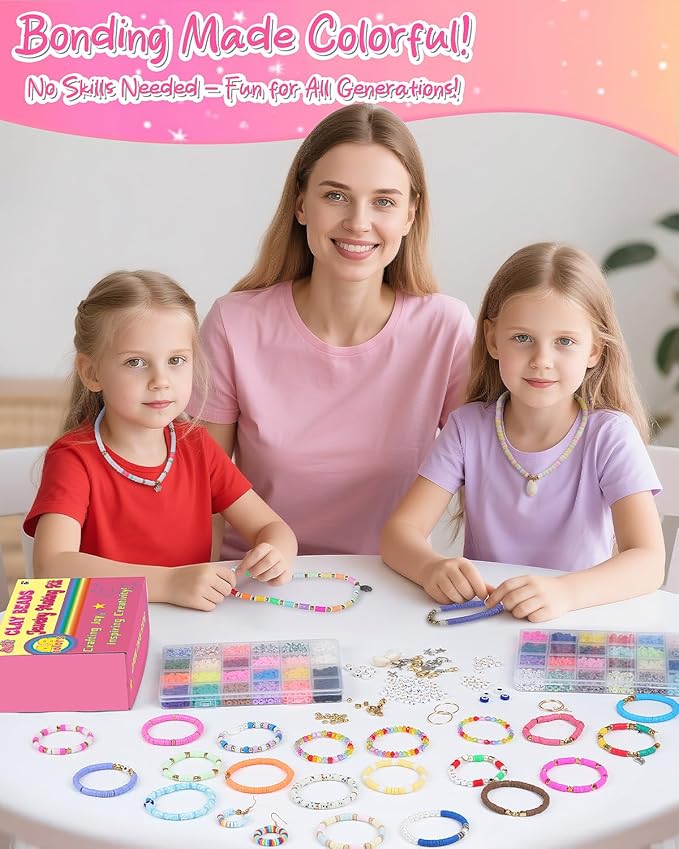 LovelyMoon Clay Beads Bracelet Making kit (48 Colors)