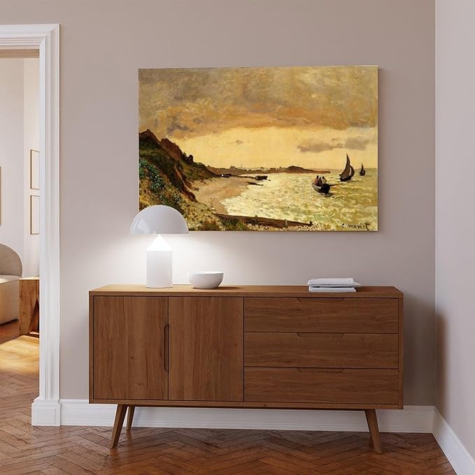 40+ Monet Famous Print Posters The Coast at Sainte-Adresse by Claude Monet Impressionism Canvas Art Poster And Wall Art Picture Print Modern Family Bedroom Decor Posters Frame 24×36inch(60×90cm)