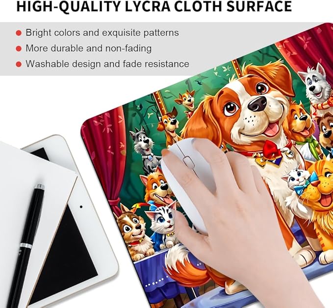 Dog Party Texture Mouse pad, Square Waterproof and Anti Slip Mouse pad for Office laptops