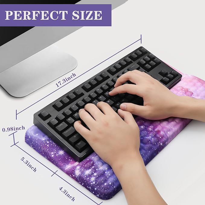 Computer Keyboard Stand Pad with Wrist Rest, Ergonomic Comfy Tilted Keyboard Holder, Keyboard Tray Support for Office Home (Galaxy Purple)