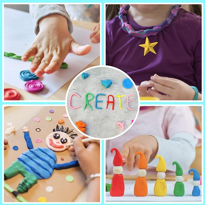 ESSENSON Air Dry Clay 56 Colors, Modeling Clay for Kids, DIY Molding Magic Clay for with Tools, Toys Gifts for Age 3 4 5 6 7 8+ Years Old Boys Girls Kids