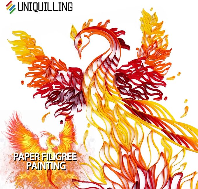 Uniquilling Quilling Kit, Paper Quilling Kits, 16 * 20-in Phoenix Paper Filigree Kits with Quilling Tools& Using Manual, DIY Quilling Artwork Modern Wall Art for Living Room