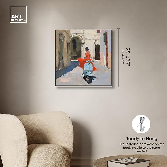 Art Remedy Venice Visits Canvas Classic Landscape Art, Silver Frame, 24" x 24"