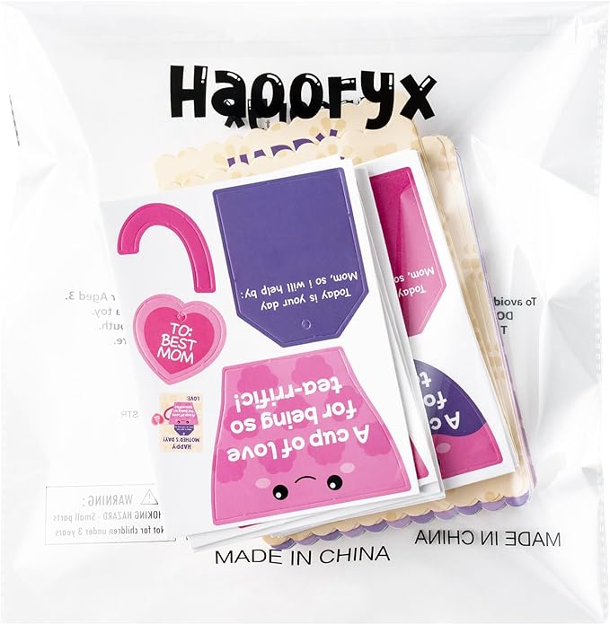 Haooryx Mother's Day Craft Kits for Kids - 45 Sets DIY Tea Cup of Love Greeting Card Making Kits Make Your Own Mother’s Day Party Favor Gift Cards School Art Project Fun Classroom Home Activity Supply