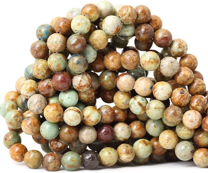 45PCS 8mm Natural Peacock Turquoise Gemstone Round Loose Beads for DIY Bracelet Necklace Earrings Jewelry Making 1 String 15 Inches