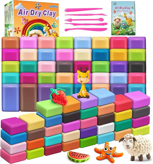 Air Dry Clay 76 Colors, Modeling Magic Clay Set with 5 Sculpting Tools, Gift for Ages 3-12 Boys and Girls