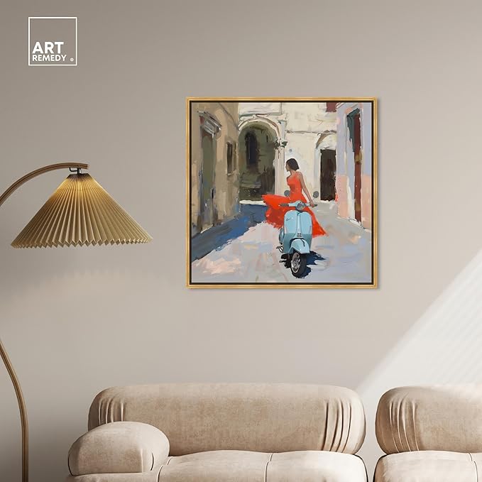 Art Remedy Venice Visits Canvas Classic Landscape Art, Gold Frame, 30" x 30"