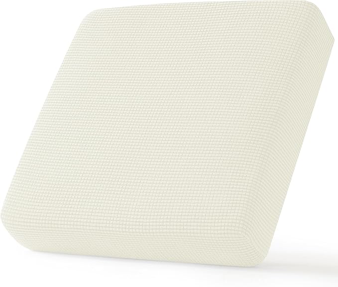 CHUN YI Stretch Chair Couch Cushion Cover Suitable for Armchair, Sofa Seat Slipcover with Spandex Jacquard Fabric(Small,Ivory White/Cream)