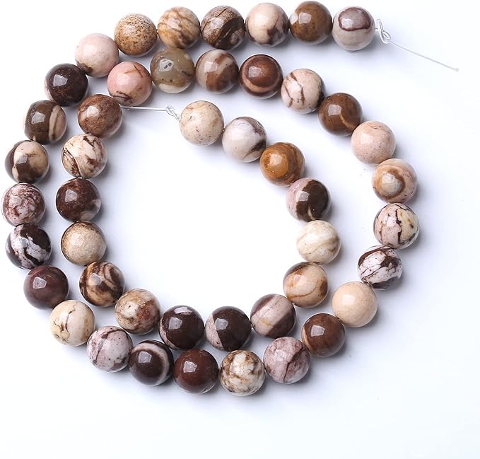 6mm 60pcs Natural Stone Beads Australia Zebra Gemstone Round Loose Beads for Jewelry Making DIY Bracelet Crystal Energy Healing Power Stone(6mm, Australian Zebra Jasper)