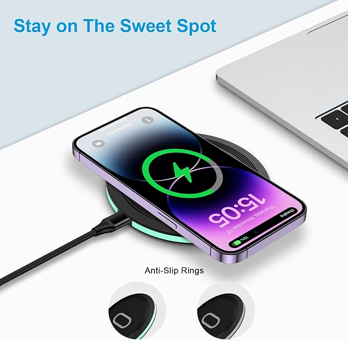 for Samsung Fast Wireless Charger Pad, 2 Pack 15W Wireless Charging Pad Fast Charging Station for Samsung Galaxy S25 Edge S24 FE S23+ S22 S21 Note 20, iPhone 16 15 14 13 Pro Max, Pixel 10 Pro 10 9 9a