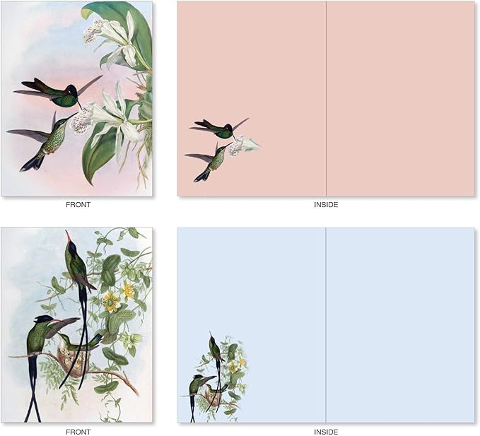 The Best Card Company - 20 Blank Notes with Envelopes - All Occasion Animal Assortment (10 Designs, 2 Each) - Humming Along AM9687OCB-B2x10