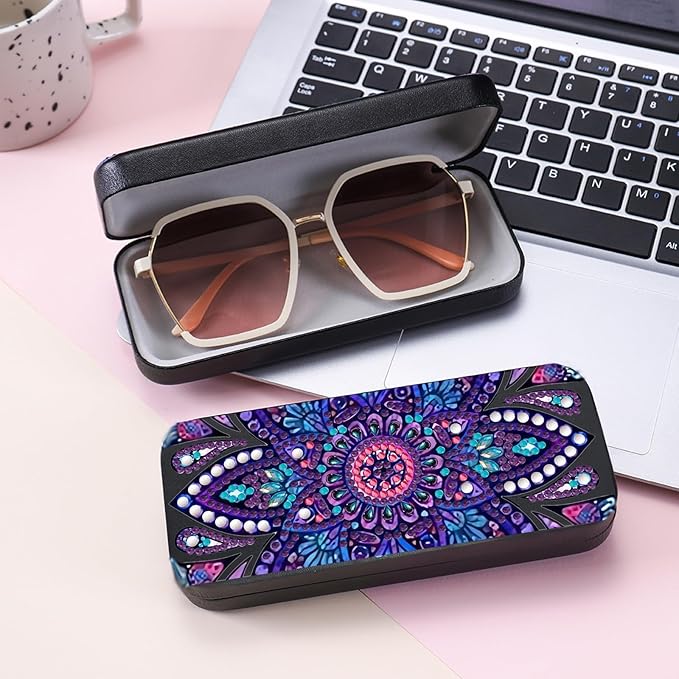 Leatrice Mandala Diamond Art Kits for Adults Small Diamond Painting Kit Gem Art Paint by Diamonds Dot Eyeglasses Case Hard Shell 5d Diamond Art DIY for Beginner Women