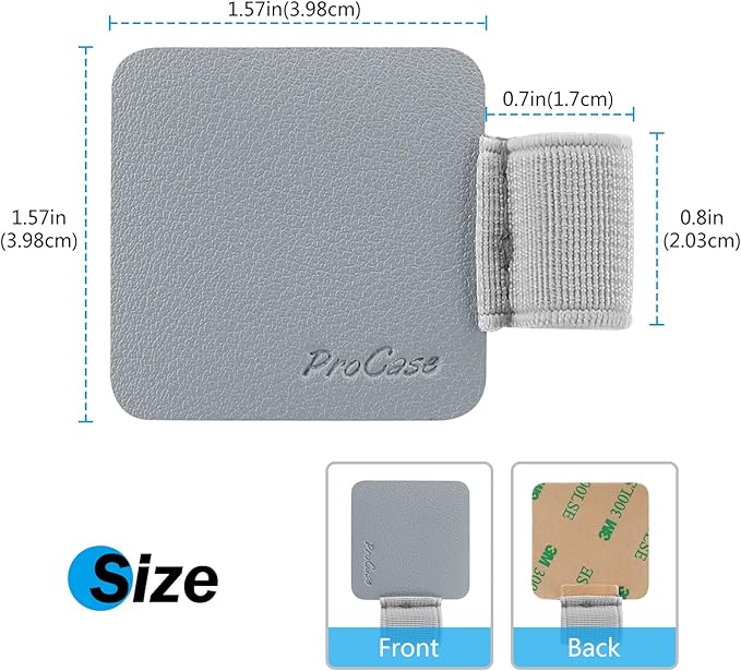 ProCase (5 Pack Pen Loop Holder for Notebooks Journals Planners Tablet Case, Self Adhesive Leather Pencil Holder with Elastic Loop for Pens, Apple Pencil, Stylus Pen -Grey