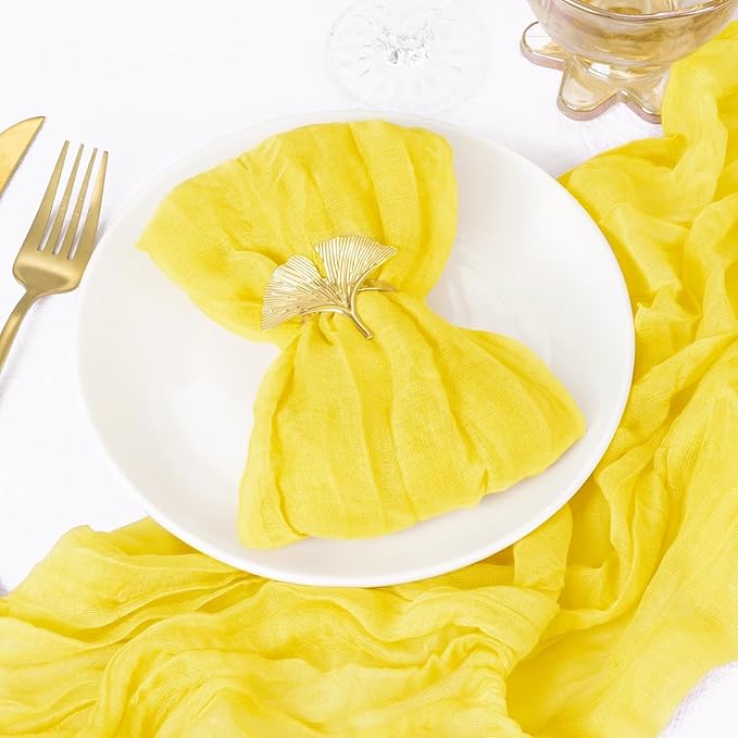 20 Pack Lemon Yellow Cheesecloth Napkins Spring Cloth Napkins Set of 20 Yellow Dinner Napkins Bulk 21x21 Inches for Wedding Bridal Shower Baby Shower Valentine's Day