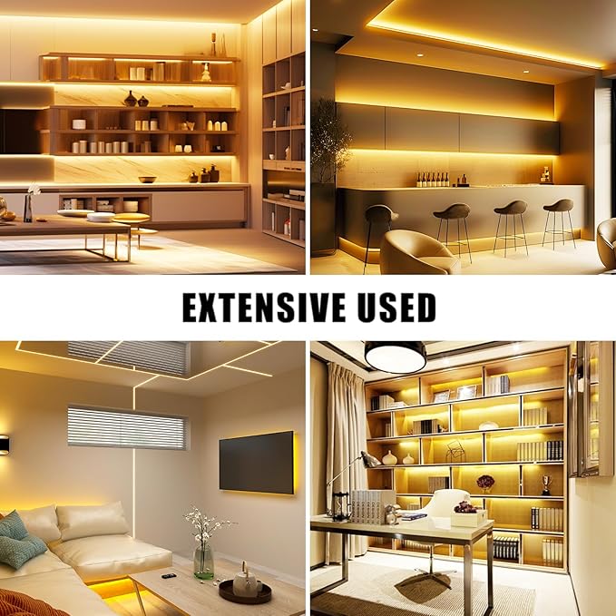 COB LED Strip Light UL Listed DC 12V LED Strip Light Flexible Super Bright Dimmable LED Strips,16.4ft 1600LEDs High Density Uniform Led Lights for Home Bedroom (Warm White 3000K)