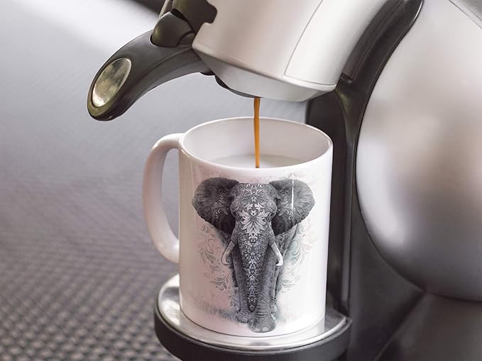 Elephant Mug, Cute Animal Ceramic Travel Mugs, Coffee Lovers Cup, Elephants Design, Great Novelty Gifts, Decorative Home Kitchen Drinkwear, Multi Color 11 Fl Oz