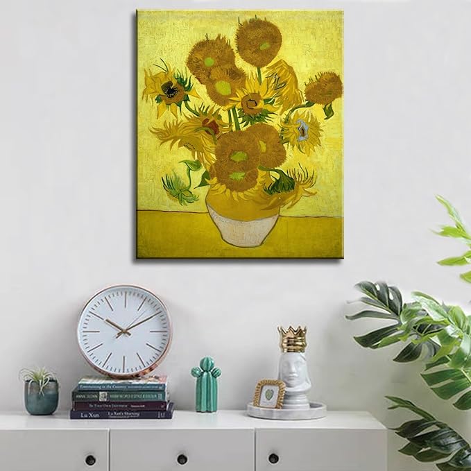 msspart Sunflowers by Vincent Van Gogh Canvas Wall Art Flower Vase Painting Giclee Print Floral Picture for Home Decor 12"x16"