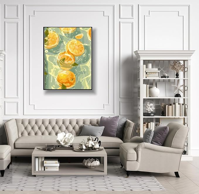 CSZPPQAF Paint by Numbers Kit for Adults Beginner, Fruit Lemon Paint by Number Kits on Canvas, DIY Easy Acrylic Watercolor Oil Painting by Numbers for Home Wall Decor 12X16inch